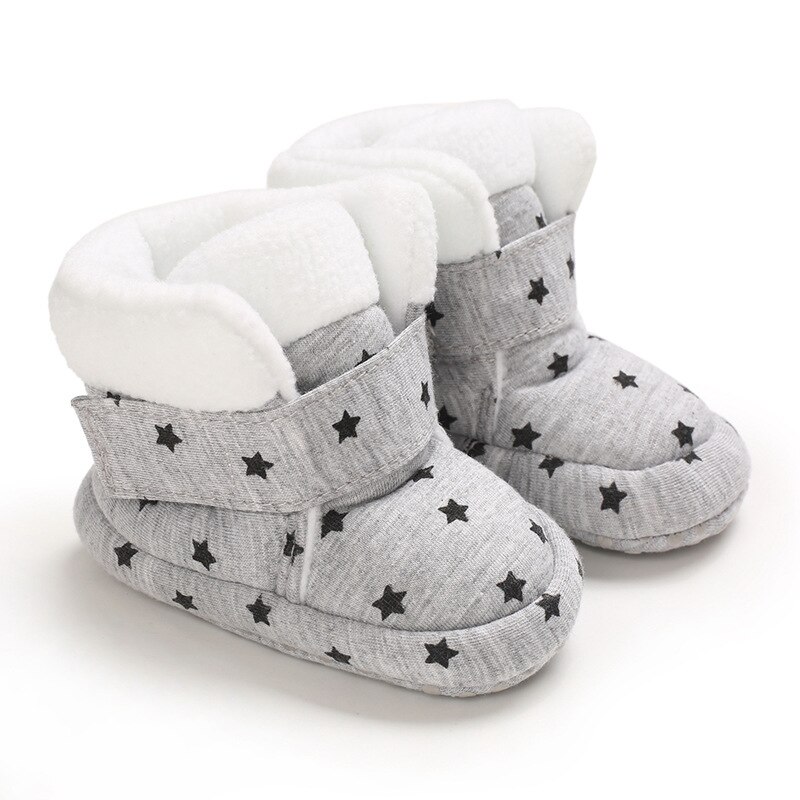 Winter Baby Cotton Shoes Boots For Girl Toddlers Boy Slip-on Snow Warm Round Toe Non-slip Kids' Shoes Ankle Boot 0-1 Years: gray / 0-6 Months