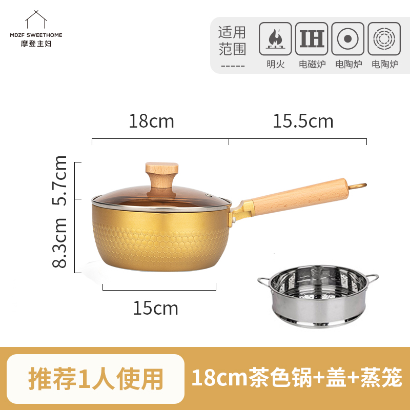 Marmite japonaise en or De luxe pour nouilles Ramen, couvercle en verre antiadhésif, ustensiles De cuisine OC50MG