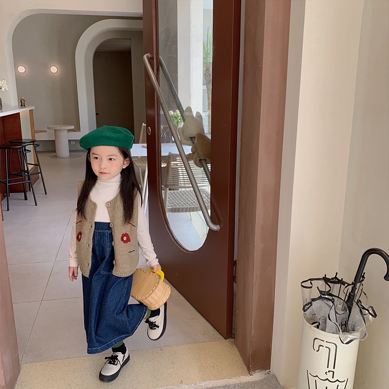 Jupe en jean demi-longueur pour filles, automne , robe longue en Denim de Style coréen et occidental pour enfants