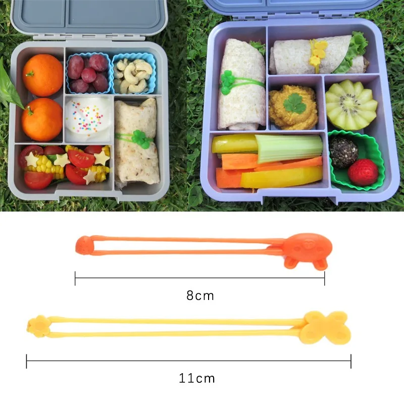 Accesorios para fiambrera Bento, selecciones de frutas y alimentos, tazas de silicona, divisores de fiambrera y bandas de silicona multiusos, estuche para salsa