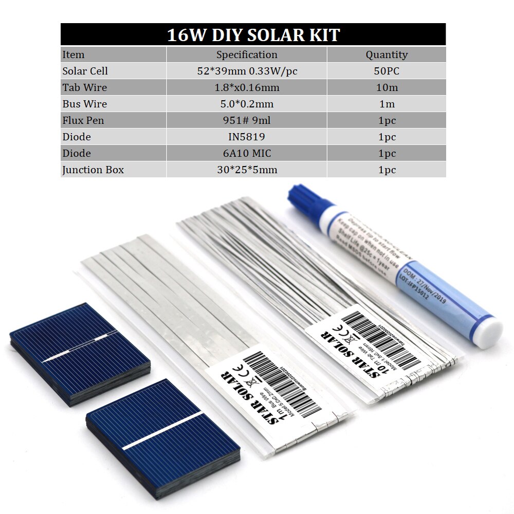 Diy solcellepanel 5w 6w 10w 15w 20w 25w 30w 40w 50w opladersæt polykrystallistisk solcelle tabbing wire samleskinne flux pen: P-diy -5239