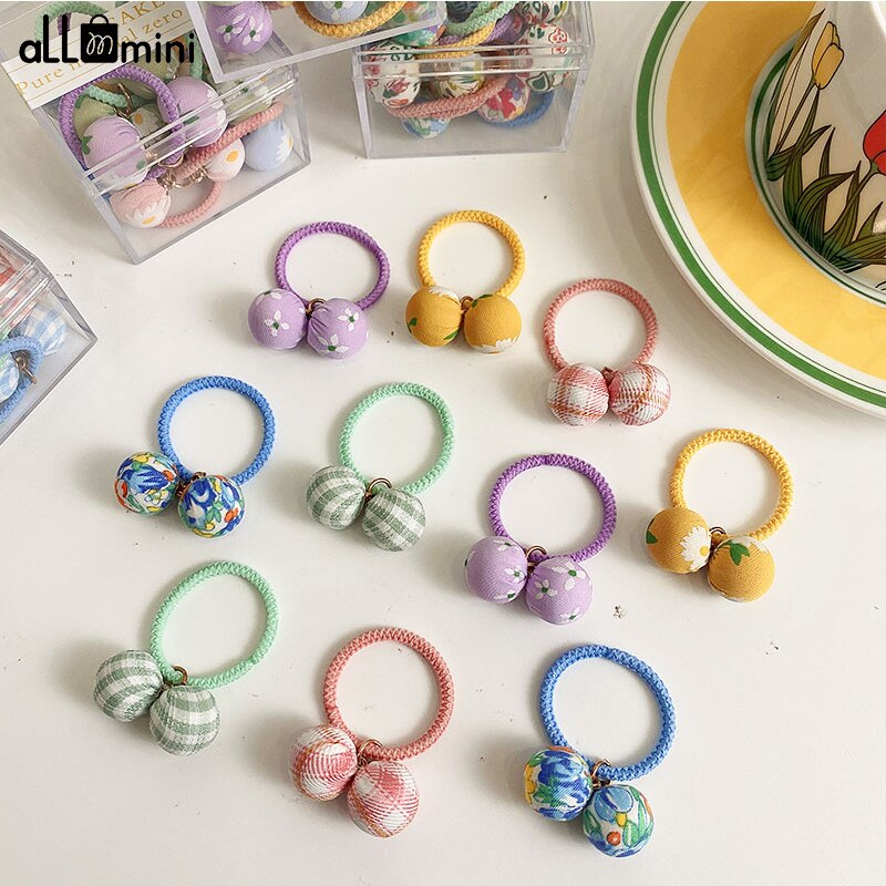 10/20/30PCS/Set Girl Cute Boll Flower Elastic Hair Bands Mini Hair Ring Ponytail Holder Scrunchies Kid Princess Hair Accessories
