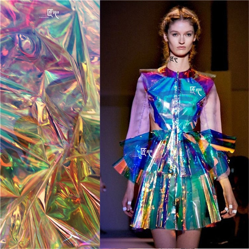 50cm*140cm/piece Transparent colorful tpu fabric raincoat garment bag PVC walking show leather fabric