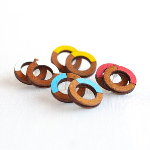 Yoga Circle Earrings - Minimalist Round Studs - Lightweight Geometric Jewelry