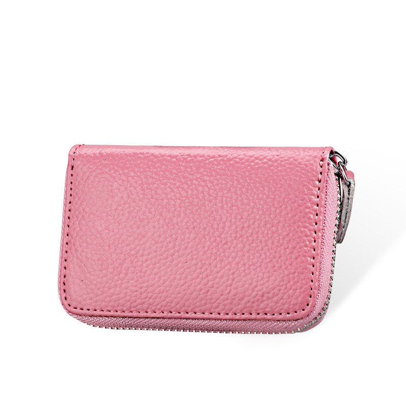 KEVIN YUN Brand Candy Colors Women Credit Card Holder Genuine Leather Wallet Purse ID Card Case: pink