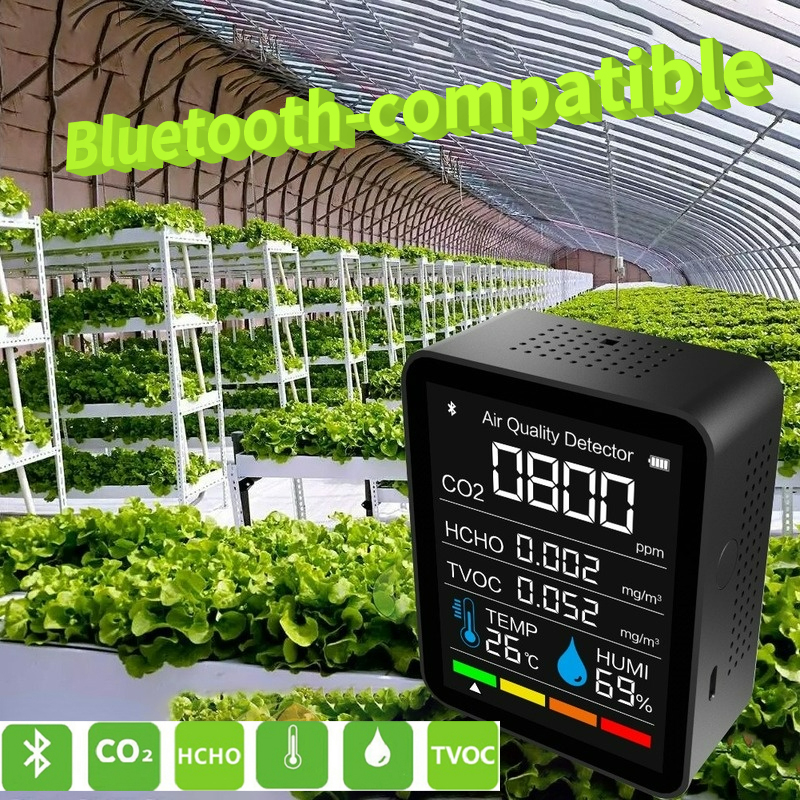 5 In 1 CO2 BT Meter Digital CO2 Sensor Temperature Humidity Air Monitor Carbon Dioxide TVOC Formaldehyde HCHO Detector