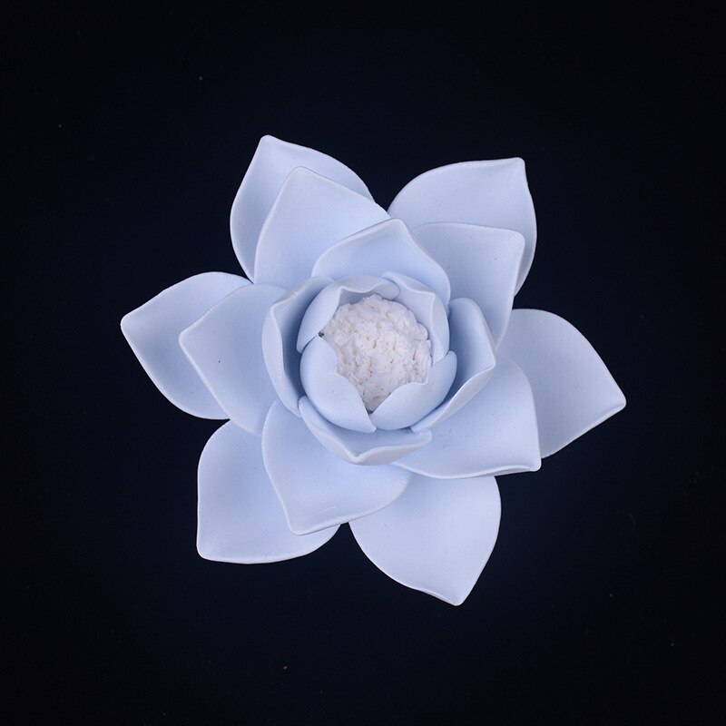 1pcs 3D Ceramic Flowers Home Wall Hanging Artificial Flower Ornaments Decoration Aromatherapy Diffuser Ceramic Flowers: Blue