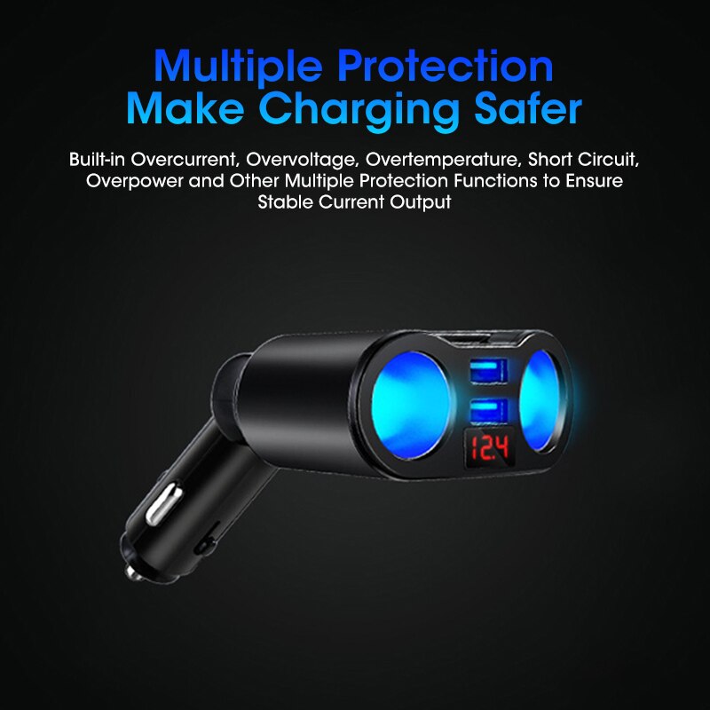 Niye 4.8a dual-usb-autoladegerät mit 2 anschlüssen, lcd-display, 12-24v zigarettenanzünderbuchsen, schnellladefunktion, netzteil und auto-styling