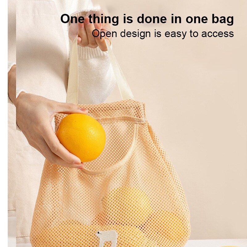 Multifunctional Mesh Vegetable Bags Produce Bag Reusable Mesh Vegetable Storage Hanging Bag Kitchen Sundries Storage Tools Acces