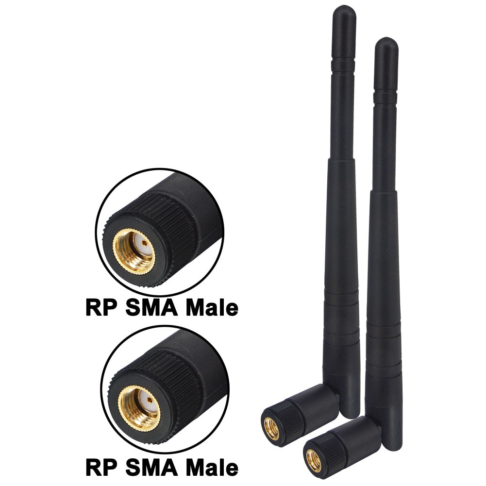 Amplificateur d'antenne WIFI double bande 8dbi, 2 pièces, 2.4G 5g 5.8G RP SMA mâle/SMA mâle, Antenne universelle pour routeur WLAN