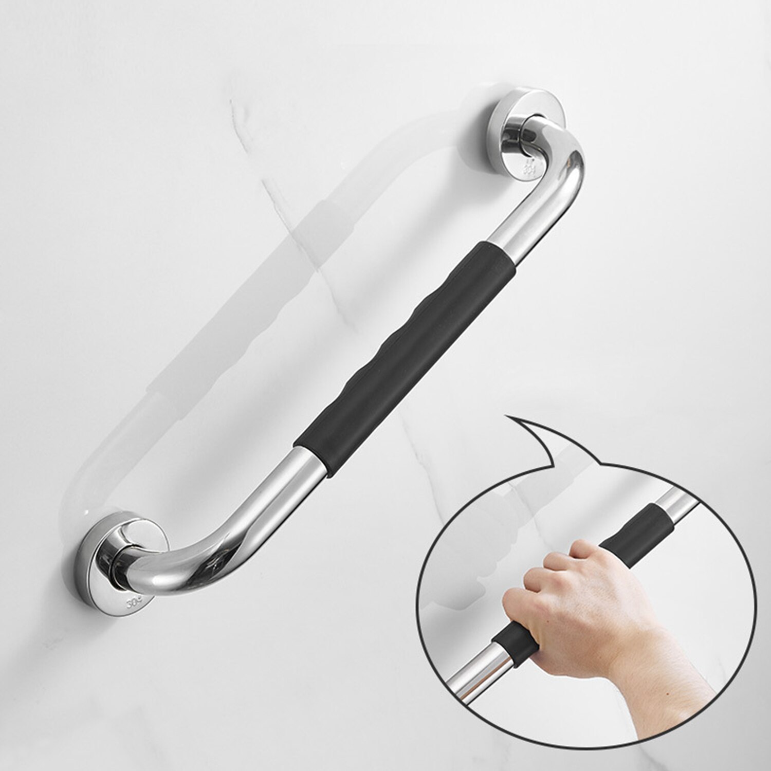 Bathroom Grab Bar Toilet Shower Bathtub Handicap Support Balance Grab Bar Stainless Steel Non-slip Rubber Safety Rail