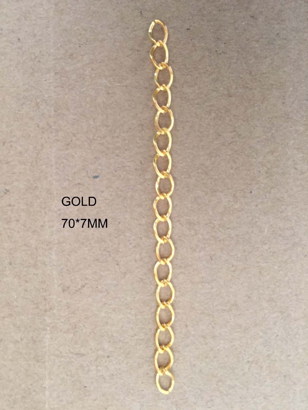100 sztuk/partia naszyjnik łańcuch przedłużający luzem bransoletka rozszerzone łańcuchy ogon Extender dla DIY komponenty do wyrobu biżuterii: Gold70x7mm