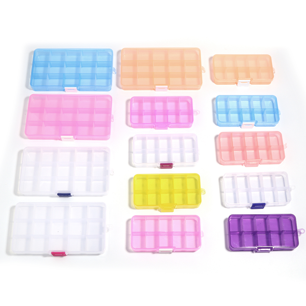 10/15 Grids Plastic Jewelry Box Storage Case Craft Jewelry Beads Earrings Compartment Adjustable Display Organizer Container