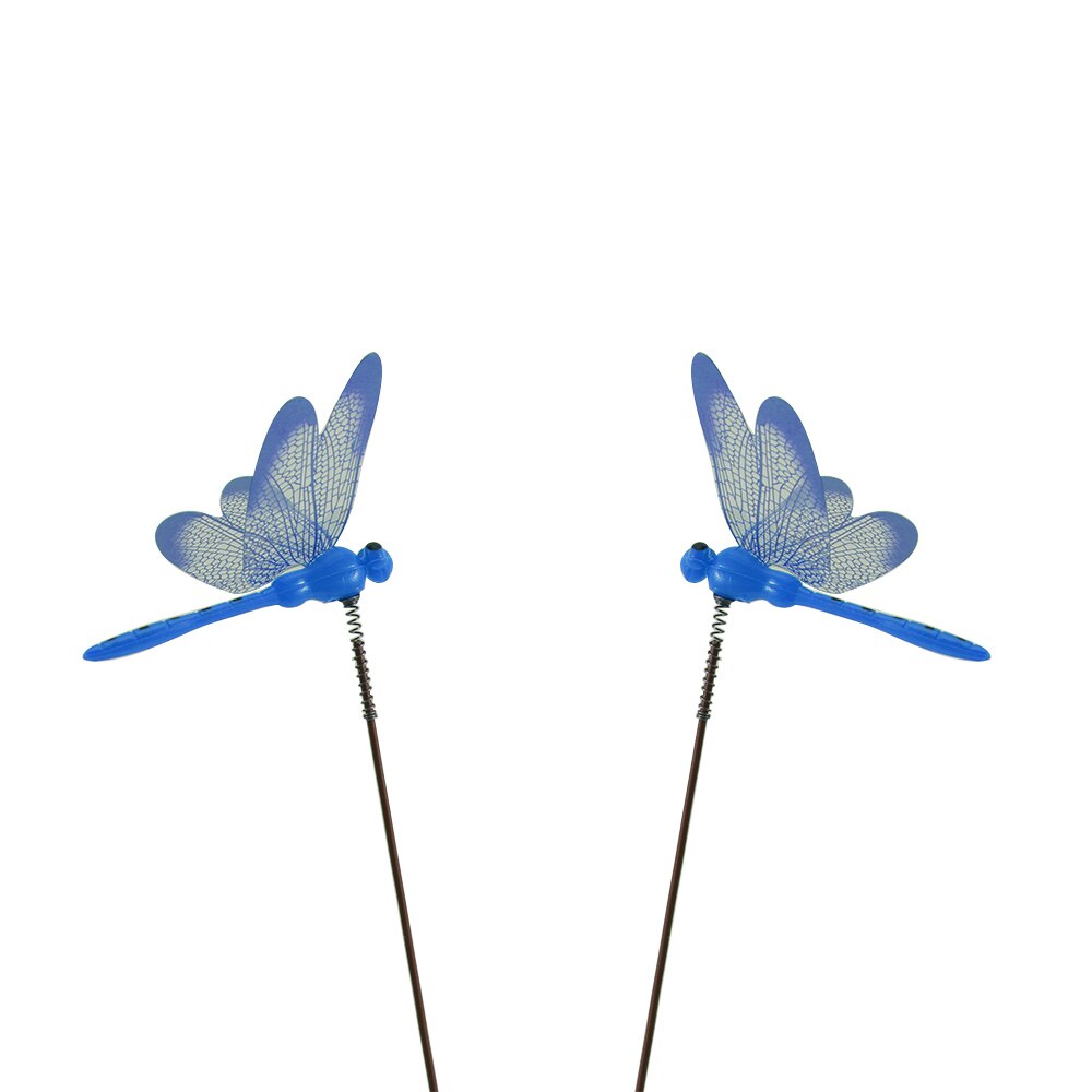 10 Stks/partij Kunstmatige Dragonfly Vlinders Tuin Decoratie Outdoor 3D Simulatie Dragonfly Stakes Yard Plant Gazon Decor Stok: blue