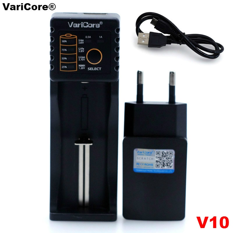 Varicore  u4 v10 v20i 18650 lader 1.2v 3.7v 3.2v aa / aaa 26650 nimh li ion batteri smart lader 5v 2a eu / oss / uk støpsel