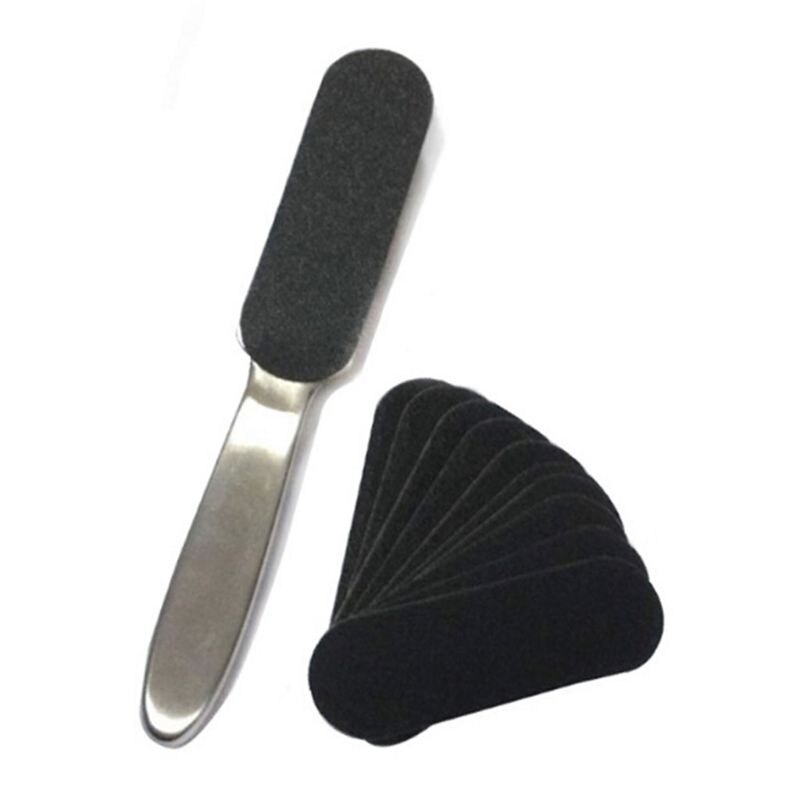 21.3 cmx 3.4cm pedicure callus remover rustfrit stål fod rasp fil 10 dobbeltsidede udskiftning grits pad let hæl skrubber
