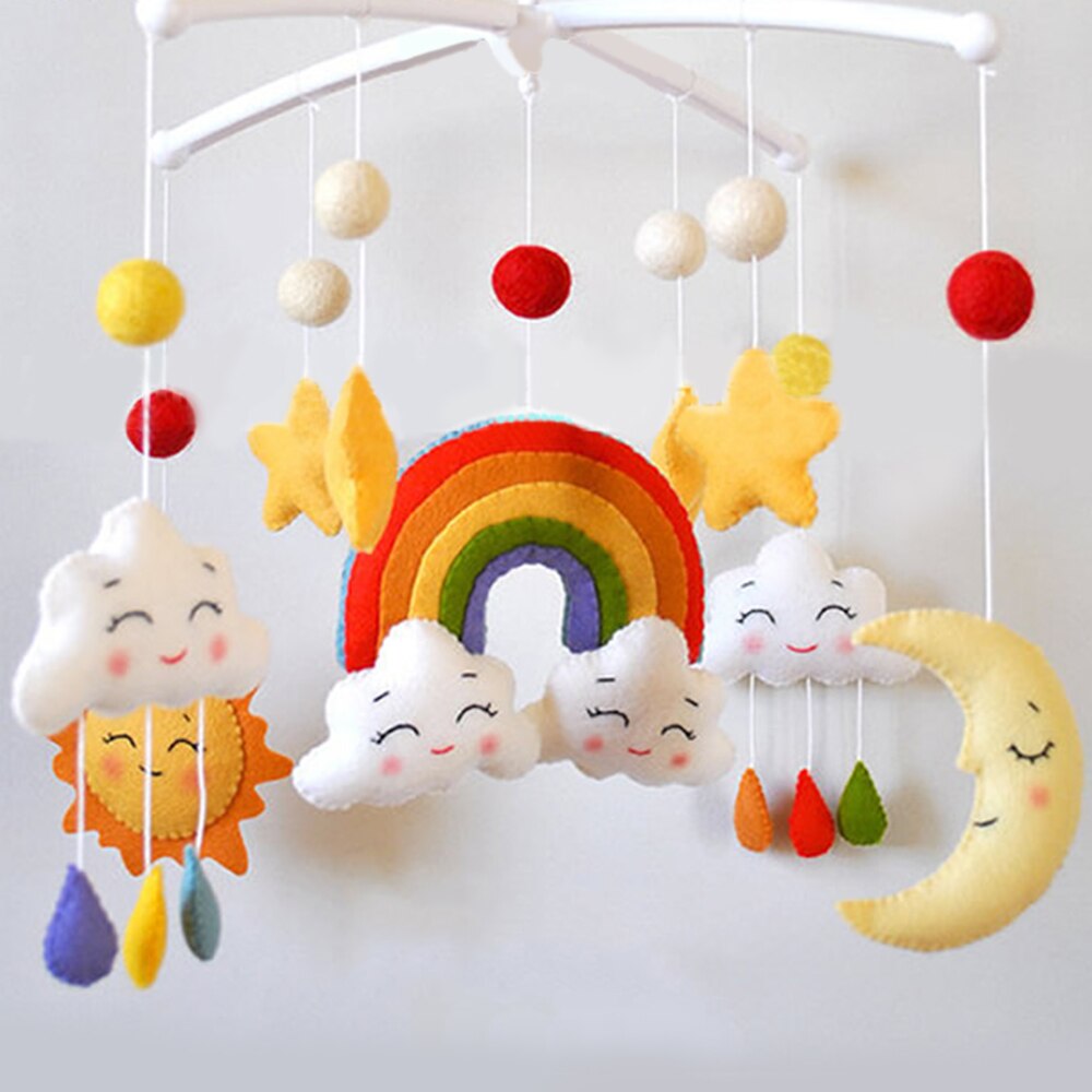 Baby Rattle Cartoon Pregnant Woman Handmade Toy Baby Crib Holder Rattles Bracket Clockwork Music DIY Bed Bell Material Package