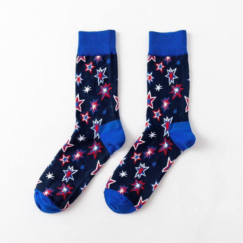 Cool estilo callejero de Harajuku Crazy Cartoon divertido mujeres Casual calcetines hombres cortos calcetines de hip hop hombres novedad feliz algodón colorido Socs: Blue explosion 14