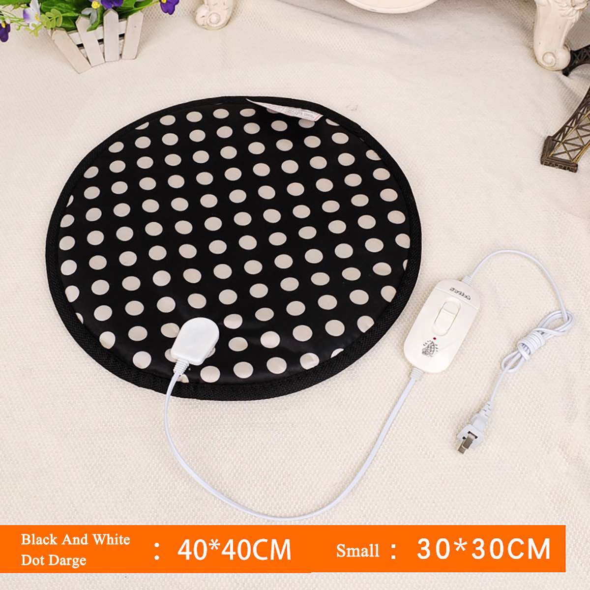 15w/20w elektrisk varmepude tæppe kæledyrsmåtte seng kat hund vintervarmer pad hjemmekontorstol opvarmet måtte justerbar 30 x 30/40 x 40cm: Sort hvid prik / 40 x 40cm