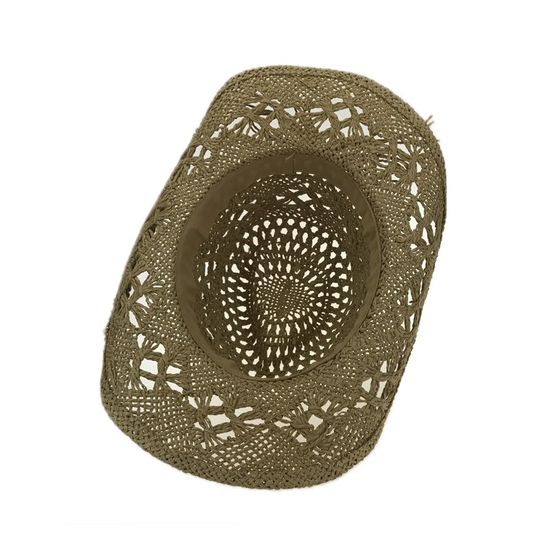 Håndlaget strå solhatt menn western cowboy sommer strandhette kvinner solid hule strå jazzhatter sombrero de paja hombres  yy17167