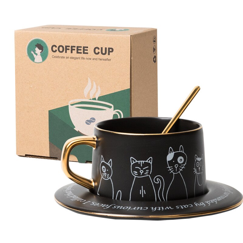 RockTrend Zwarte eenvoudige keramische koffieserveerset, roomkruik en