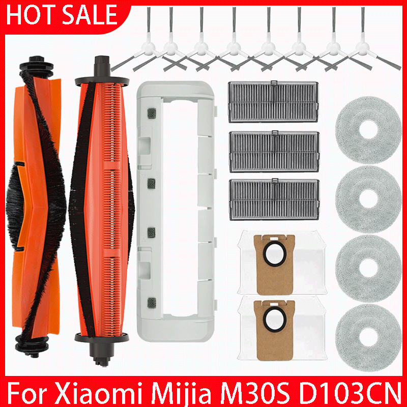 Piezas de repuesto para Robot aspirador Xiaomi Mijia M30S D103CN, consumibles, Cepillo Lateral principal, filtro Hepa, paño de mopa, bolsa de polvo, accesorios