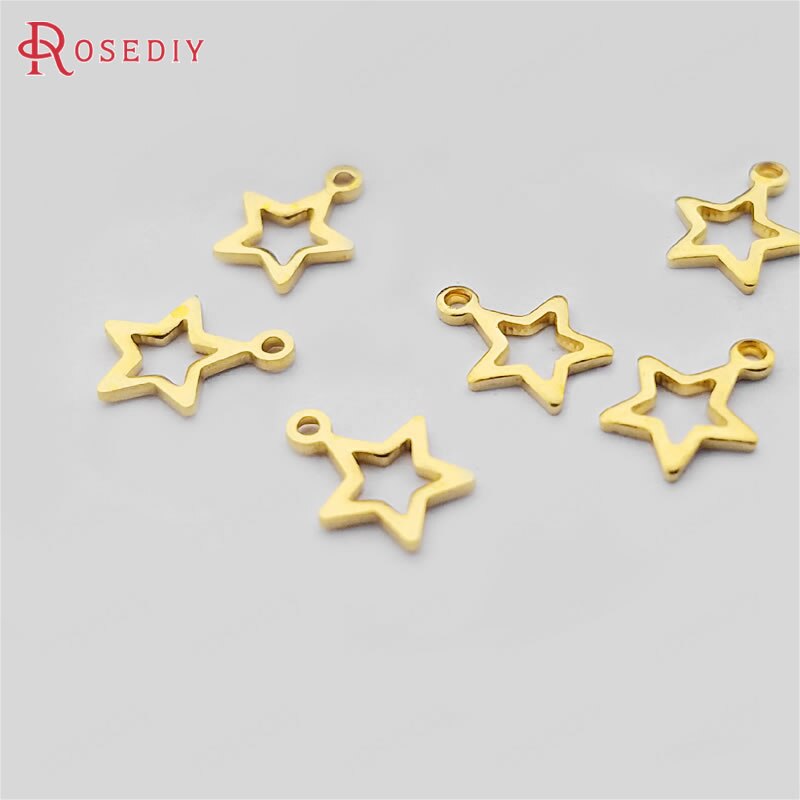 Beebeecraft 1 Box 12 Stück Stern Charms Aus 18 Karat Vergoldetem Und