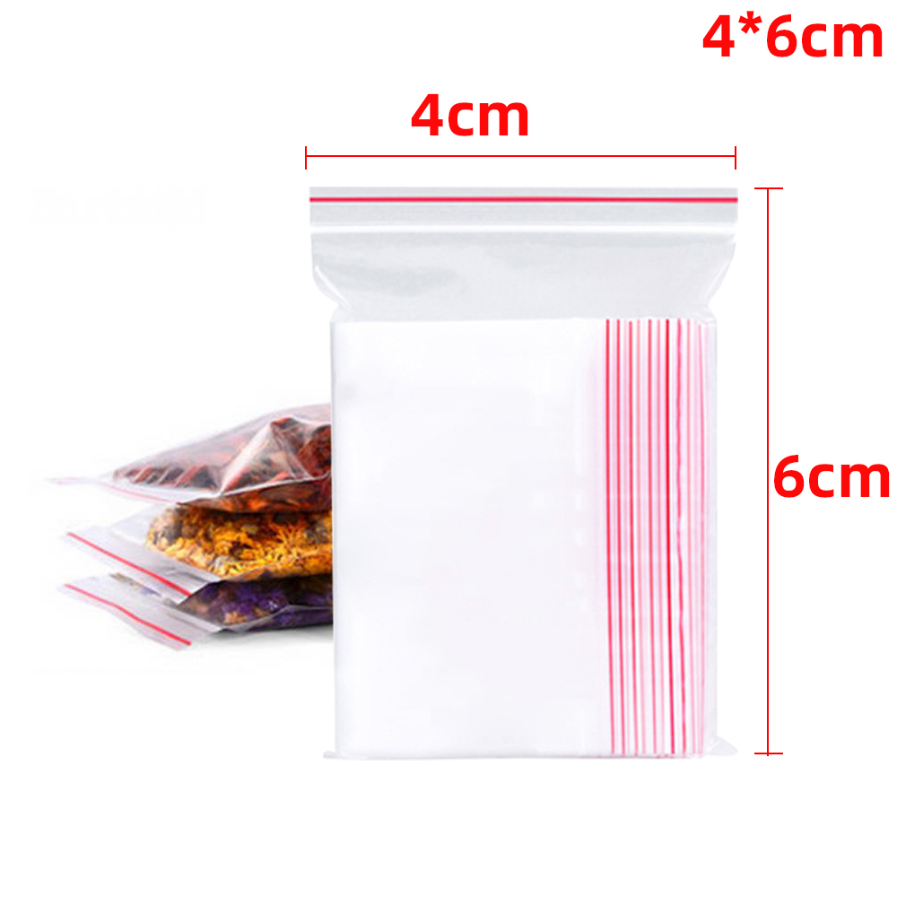 100-500PCS Resealable Zip Lock Plastic Bags Self Seal Clear Poly Bag Food Storage Package Pouches Vacuum Fresh Organize Bag: S / black