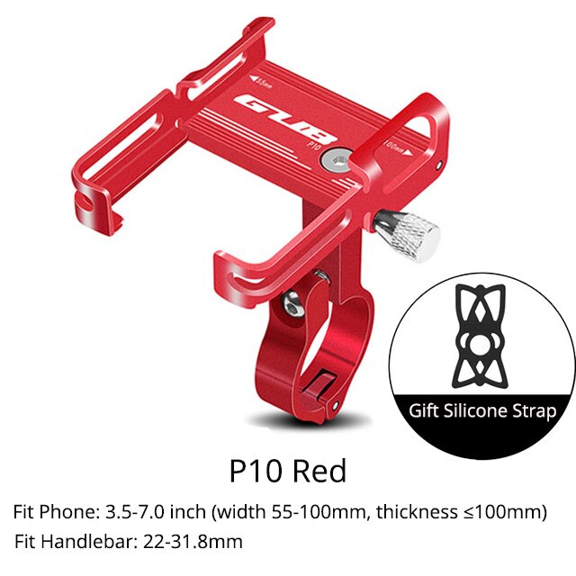 Gub Fiets Telefoon Houder Aluminium Ondersteuning Voor Bike Motorcycle 3.5-7.0 Inch Mobiele Telefoons Stand Mtb Stuur Mount: P10 Red