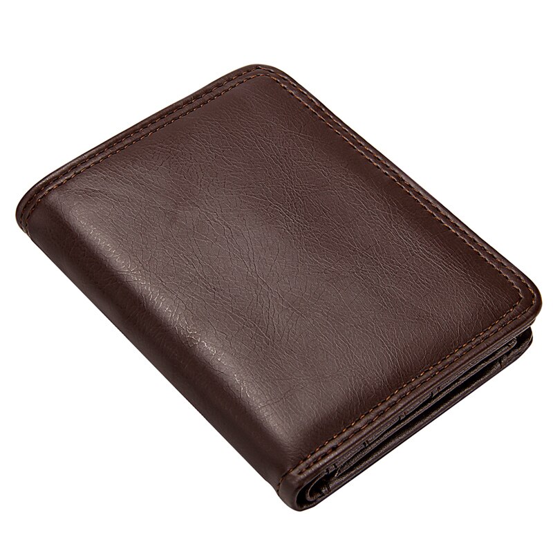 Luxury Men's Wallet Leather Solid Slim Wallets Men Pu Leather Bifold Short Credit Card Holders Coin Purses Business Purse Male: 8193 Coffee