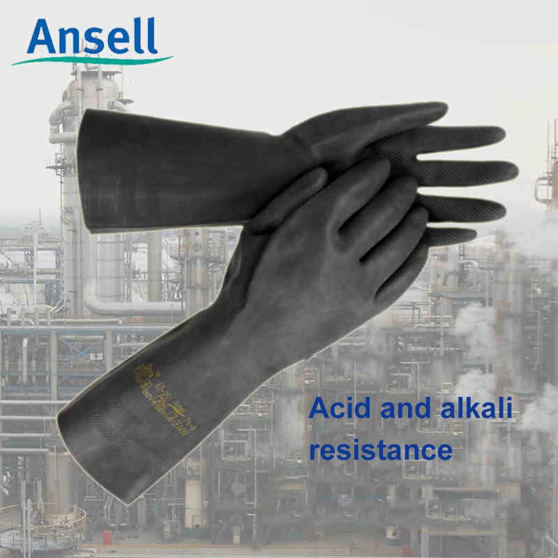 Ansell Acid and Alkali Resistant Safety Gloves Waterproof Anti-Skid Latex Gloves CE Certification Chemistry Laboratory Protect