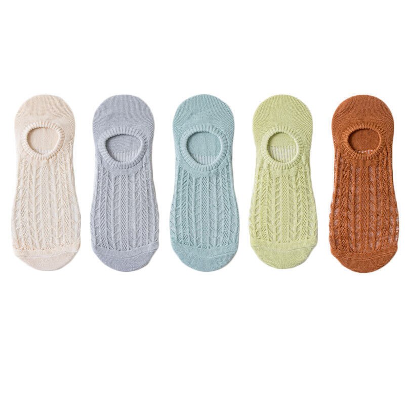 5 paia/lotto calzini invisibili in cotone Mujer antiscivolo Chaussette caviglia bassa donna femminile calzini da barca No Show Calcetines traspiranti: 08