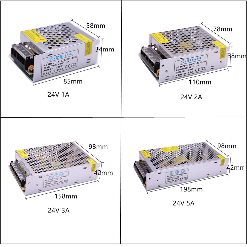 Trasformatore di illuminazione 5V/12 v24v 5A 10A alimentatore commutazione 60W 120W 150W 200W 250W 360W adattatore autista portato per striscia portato
