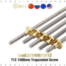 Husillo trapezoidal de acero inoxidable T12, 304mm de longitud, 2mm, 3mm, 4mm, 8mm, 12mm, para impresora 3d cnc, torno enrutador cnc, 1500