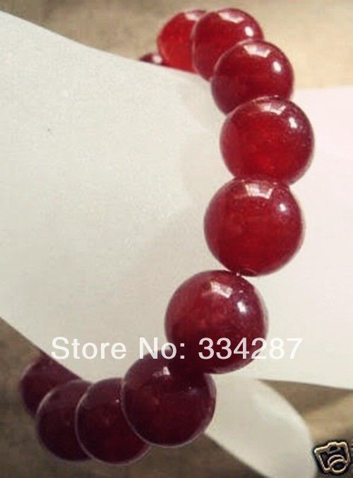 Charming! noblest 14mm Red Jades beads stretch Bracelet