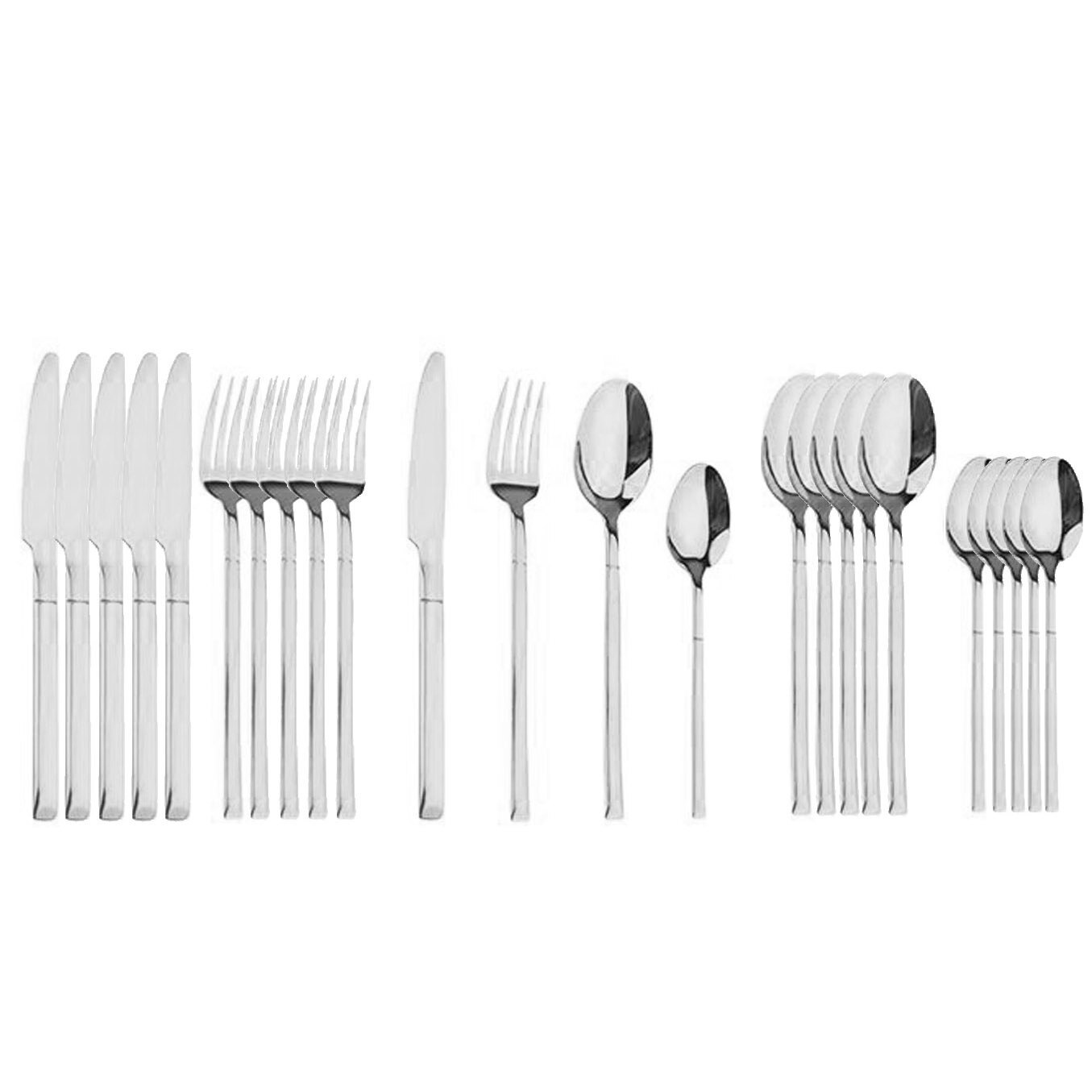 24 Stks/set Servies Set 304 Rvs Bestek Set Steak Mes Vork Set Lepel Bestek Servies Keuken Zilverwerk Set: White