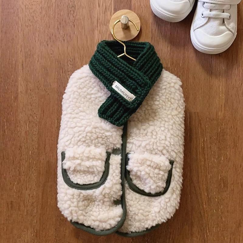 Jaar huisdier hondenkleding herfst winter warme katoenen jas met sjaal huisdierkleding chihuahua voor kleine middelgrote honden puppykleding: Beige / Xl