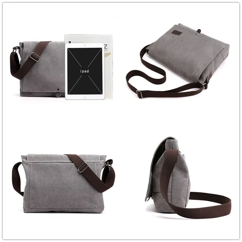 Men Canvas Crossbody Shoulder Messenger Bags Man Cross Body Bag Casual Solid Multi Function Portable Male Bag