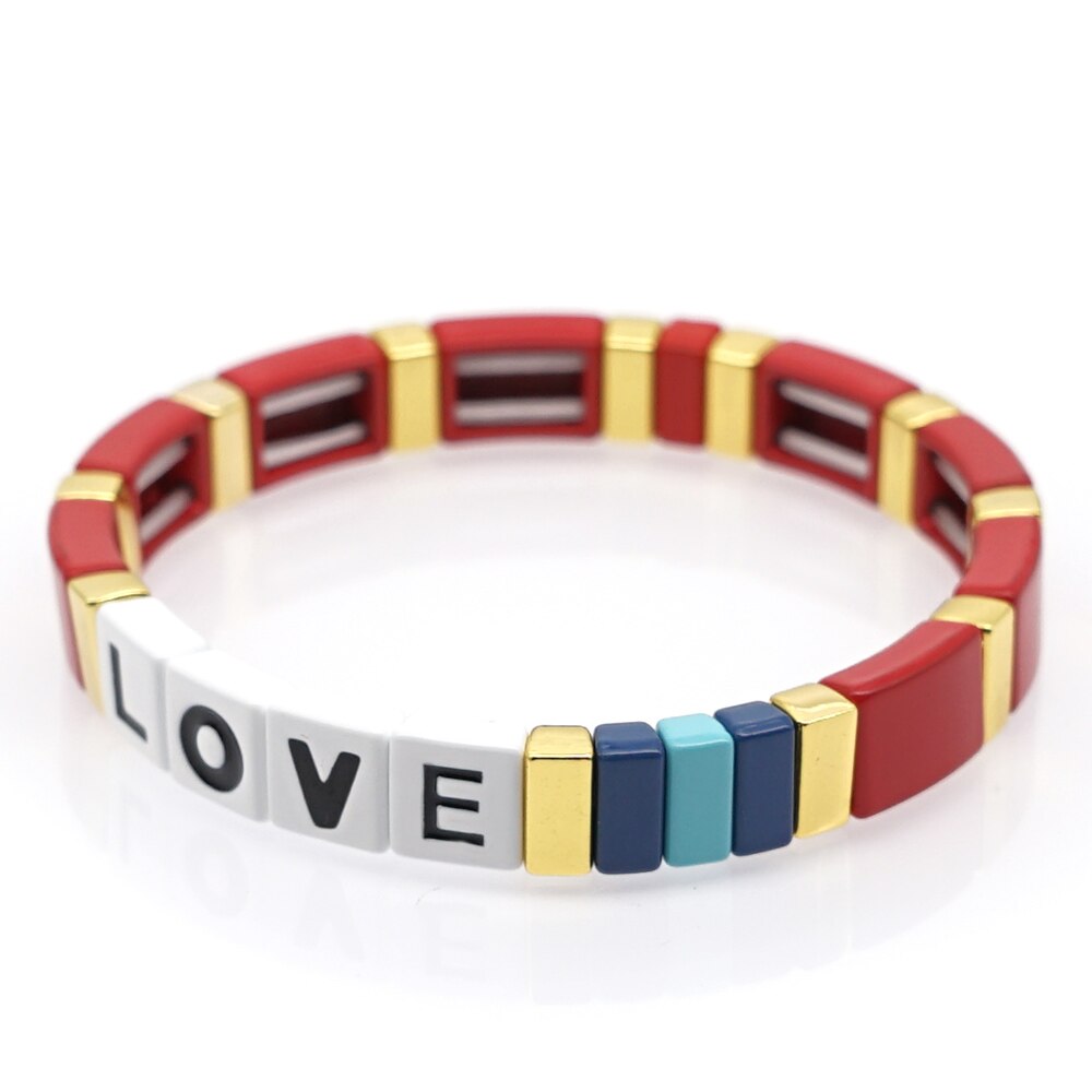 Shinus Enamel Bracelet Bangle Women Tile Beads Heart Bracelets Femme Jewellery Pulseras Mujer Jewelry Red Bijoux: RO-B190001A