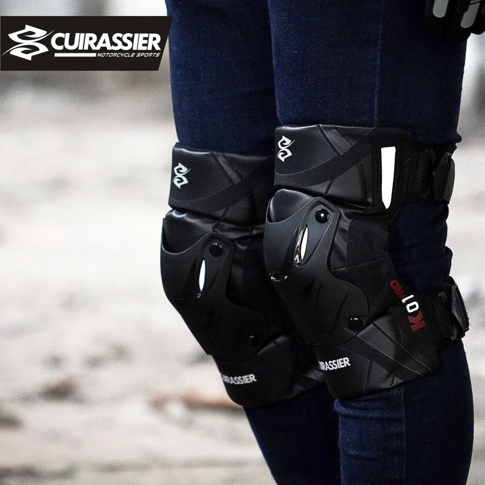 CUIRASSIER Schutz-Motorrad-Knieschoner, Motorrad-Knieschoner, MX-Schutz, verstellbar, Renngeschützer, Schutz, Nacht, reflektierend