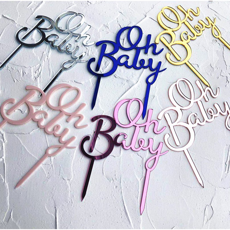 Oh Baby Cake Topper Acrylic Cake Decoration for Baby Shower Party