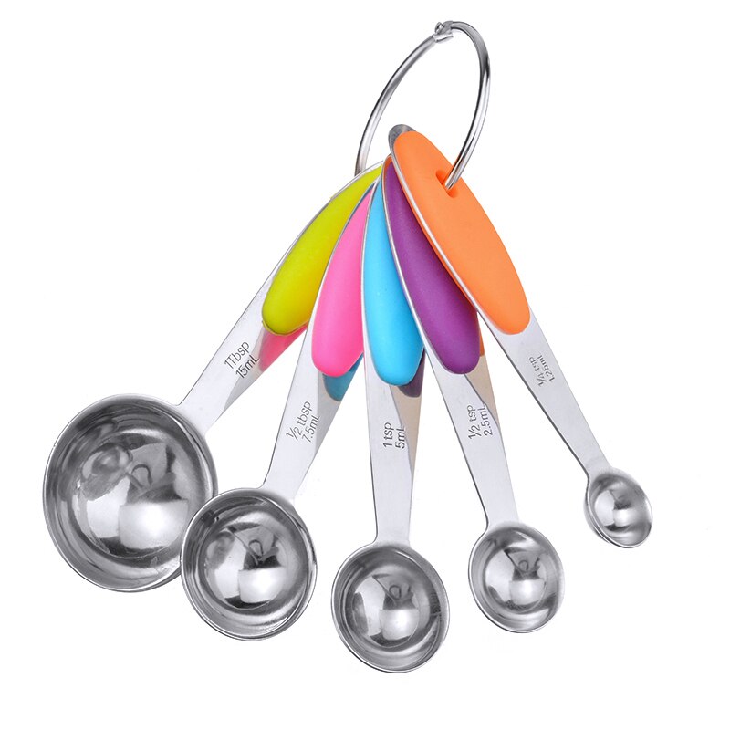 10 Uds multifunción tazas cucharas para medida cucharadita de silicona de la manija de acero inoxidable 1,25 ml-240ml utensilios medidores de cocina