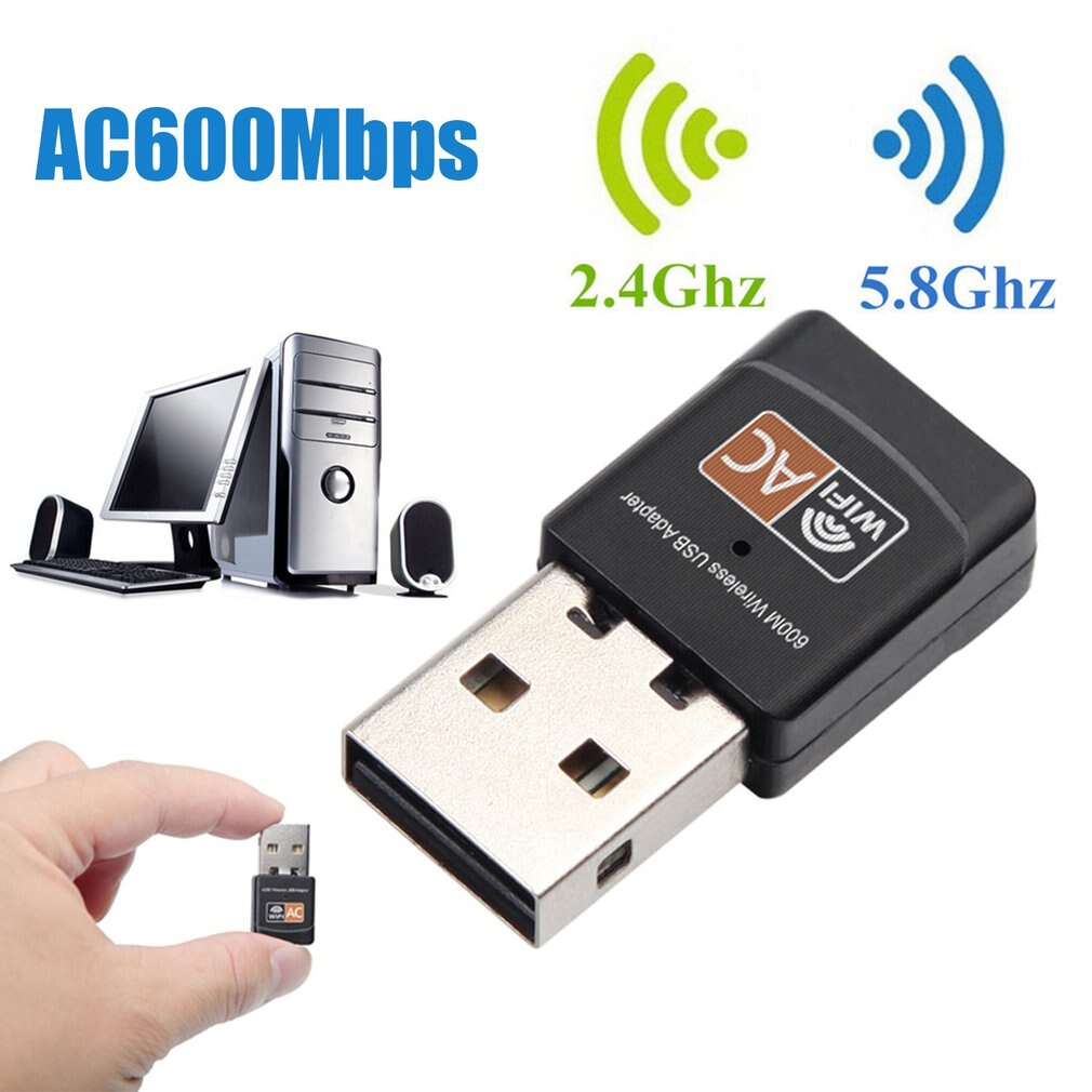 Usb wifi adapter 600 mbps wi fi adapter lan wifi dongle ac wifi mottaker antenne usb ethernet  pc 5 ghz trådløs ekstern