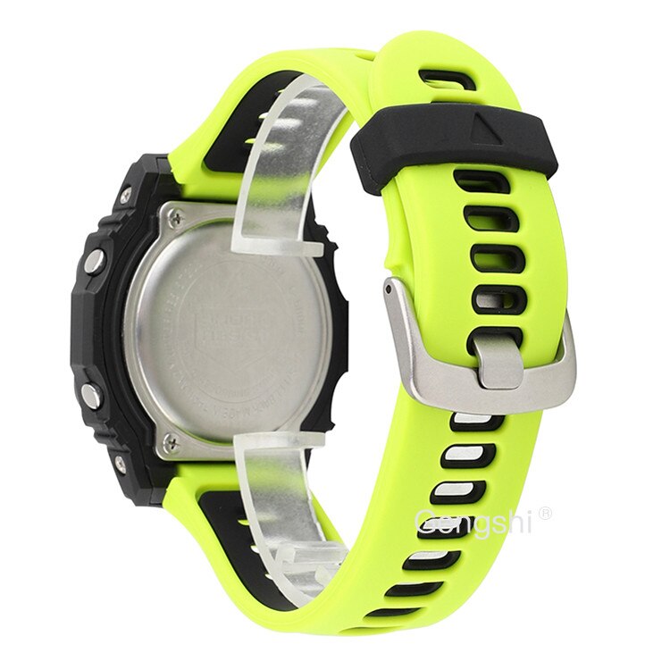 16mm silikone urrem, der passer til casio g shock aw -590 591 awg -m100a m100b awg -m100 g-7700 awg -100 awg -101: Grøn sort