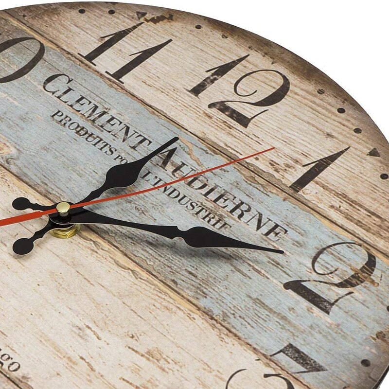 Vintage Wall Clock 25cm Tuscan Style Quartz Wall Clock Retro Roman Numeral Clock Wooden Clock Living Room Wall Decoration