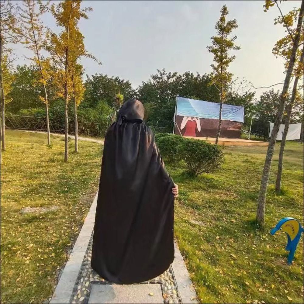 Misterioso cor sólida capa de halloween esfregando com chapéu grande traje cosplay capa clássico com capuz capa de bruxa criança