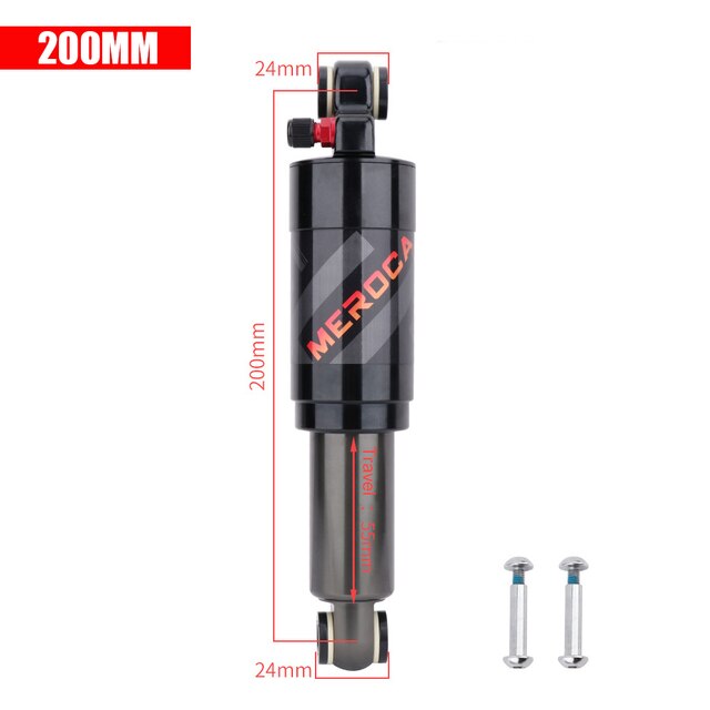Amortiguador trasero de aire para bicicleta, accesorio de aleación de 125/150/165/190/200mm, para bicicleta de montaña o de carretera, plegable: 200MM