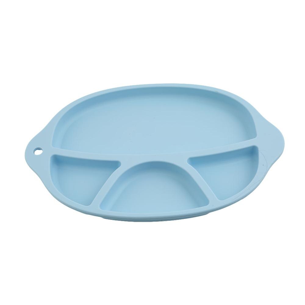 Baby retter børns sektion smilende silikone plade med sugekop stærk klæbrig delt silikone madplade: Blå