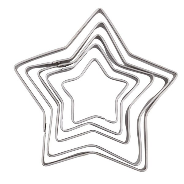 5 Stks/set Rvs Fondant Taart Bakvorm Ronde Bloem Hart Ster Vorm Omelet Mold Cookie Biscuit Cutter Decorating: star