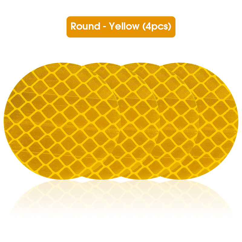 4pcs Car Door Sticker Decal Reflective Strip Warning Mark Tape Reflective Sticker OPEN High Sign Safety Light Reflector Strip: Round-yellow